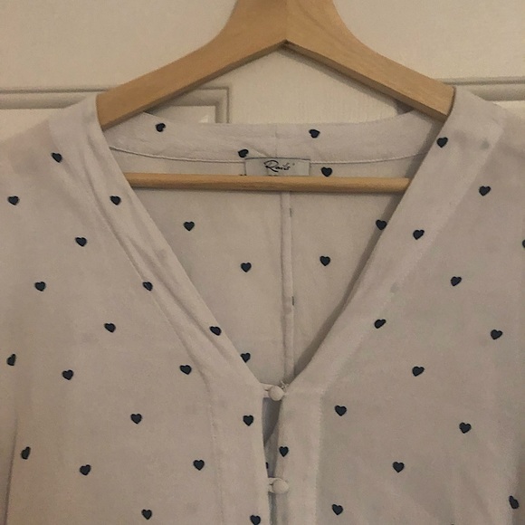 Rails heart print button down cropped blouse size L - Picture 4 of 13